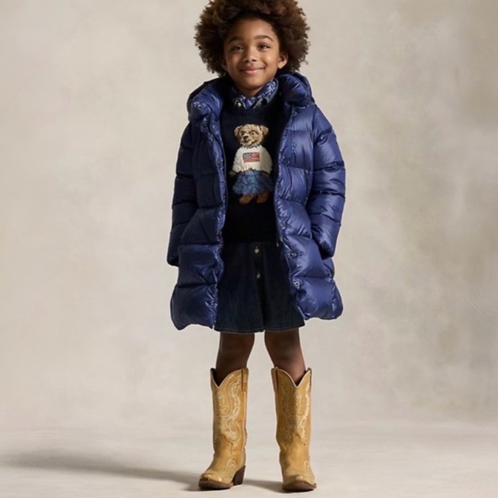 POLO RALPH LAUREN GIRLS DOWN HOODED LONG JACKET